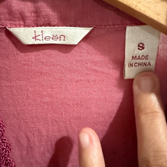 Vintage Pink Shell Button Down Shirt w Pockets Mandarin Collar 100% Raimie Linen - Picture 4 of 8